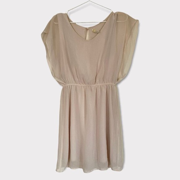 Francesca's Light Pink Dress Size Medium Sheer Sparkle Shimmer - Picture 2 of 9